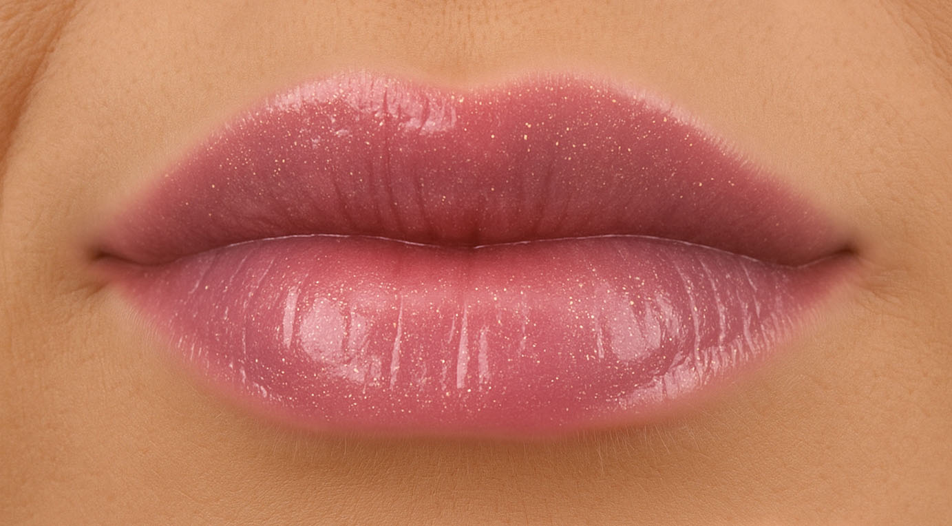 Lippen met Lipgloss Golden Baby