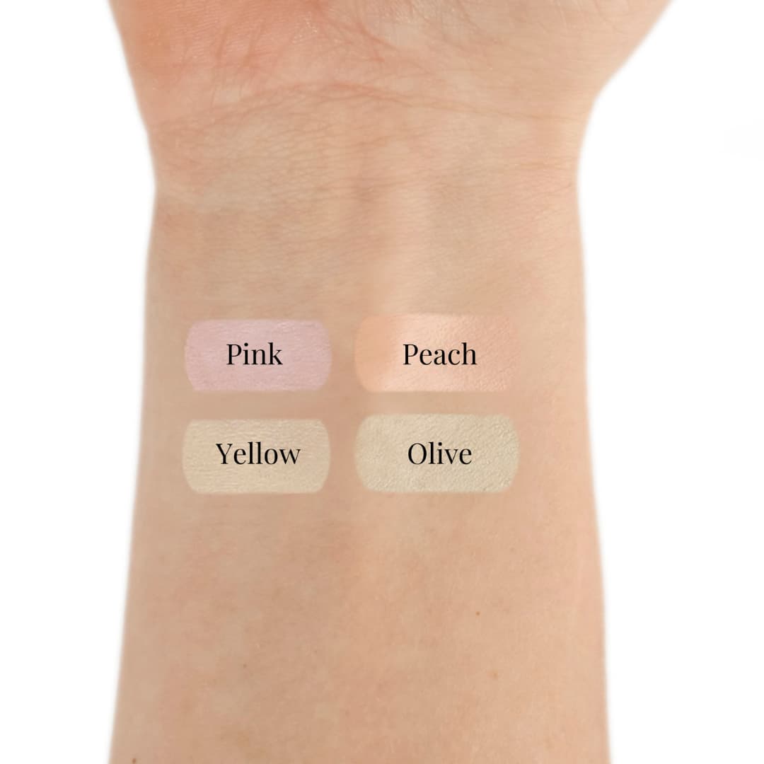 Swatches-CreamColorCorrector-Pink-Peach-Yellow-Olive
