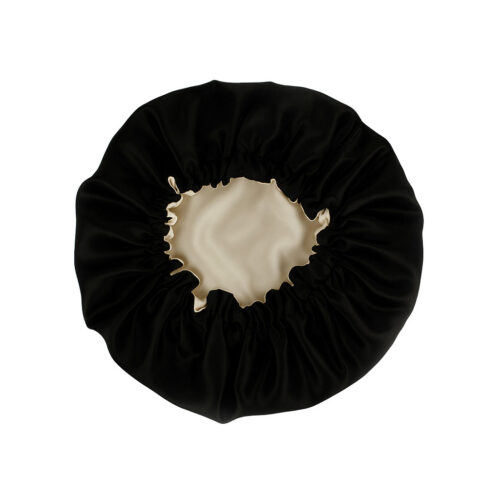 Satijnen Slaapmuts Zwart Binnenkant